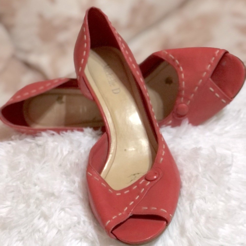 Sexy Coral Heels with Beautiful stitching